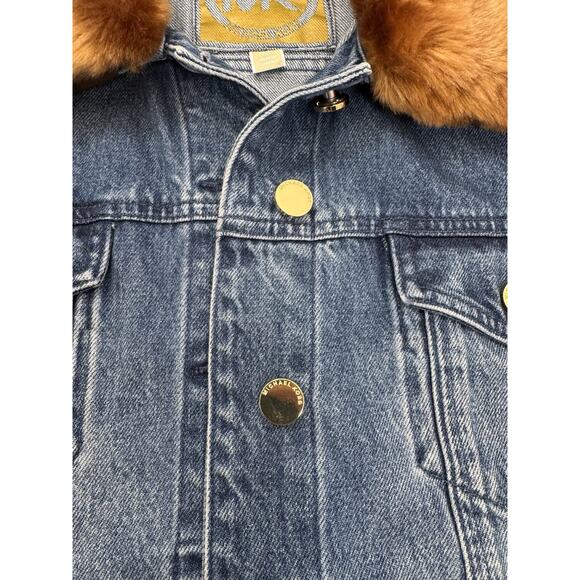 Michael Kors Faux Fur Collar Denim Jacket Size M-L - Picture 7 of 16